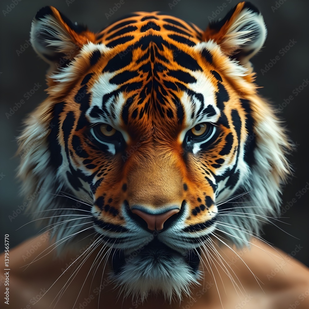 Obraz premium man with tiger face 