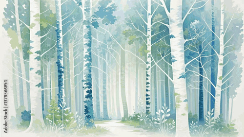 Enchanted sylvan depths forest isolated watercolor vector illustration svg