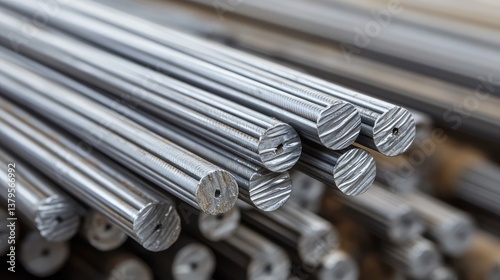 Close-up of steel reinforcement bars in a construction site, showcasing raw materials and engineering precision in structural building projects.