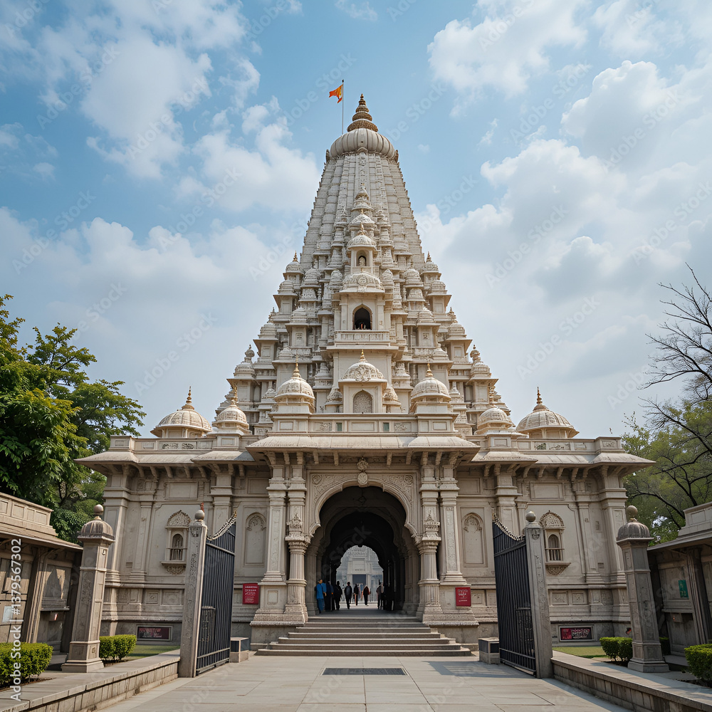 Fototapeta premium India. Rajasthan state. Ranakpur. Chaumukha Temple, also called the Ranakpur Temple dedicated to Lord Adinatha. Entrance gate of the temple