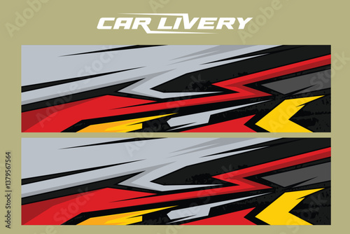 Racing Car Wrap Livery Design vector in a color red and black EPS 10