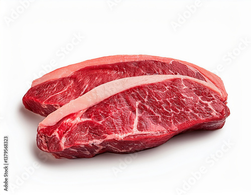 Two Raw Picanha Steaks Ready for Grilling or Pan Searing Premium Beef Cuts Isolated on White Background