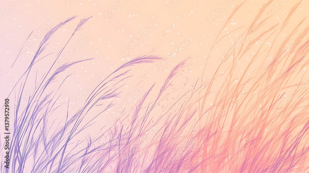 Pastel Grass Blades Swaying Gently In The Breeze Pastel Grass Blades Swaying Gently In The Breeze