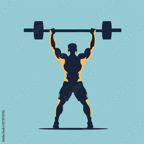 Silhouette of a Man Lifting Weights Overhead