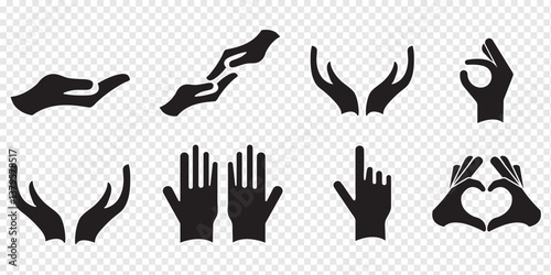 Hand icon collection. vector silhouette illustration. Variety hands design.