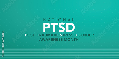 PTSD Awareness Month in June. Post Traumatic Stress Disorder. Celebrated annual in United States. Medical health care and awareness design. Poster, card, banner and background. Vector illustration