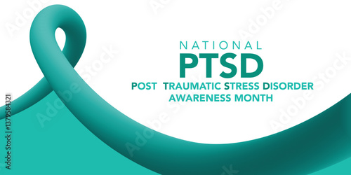 PTSD Awareness Month in June. Post Traumatic Stress Disorder. Celebrated annual in United States. Medical health care and awareness design. Poster, card, banner and background. Vector illustration