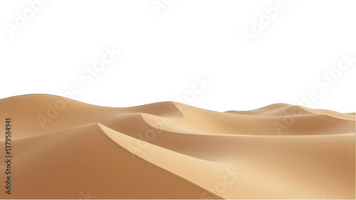 Desert sand dunes landscape, isolated on transparent background photo