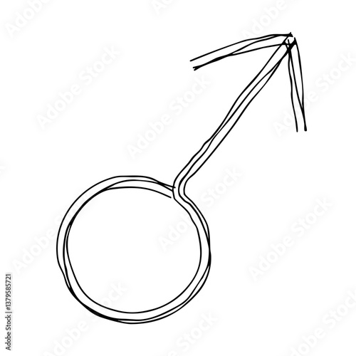 オスのマークの手描き線画アイコン 複数の線が重なったモノクロのベクターイラスト