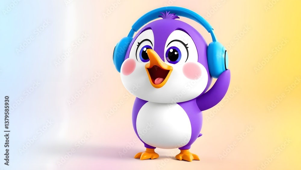 Joyful Penguin with Headphones Adorable Penguin Dancing to the Beat Joyful Penguin with Headphones Adorable Penguin Dancing to the Beat
