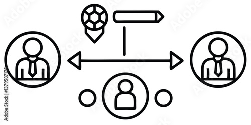 Collaboration Icons with Line Editing – Customizable & Scalable Vector Set
