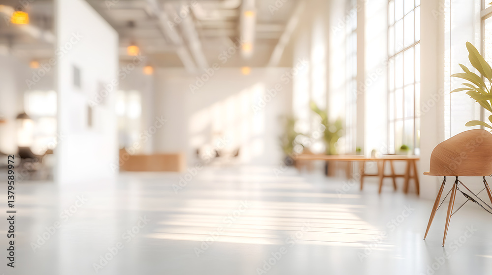 Fototapeta premium Bright and Modern Interior Space with Natural Light and Plants