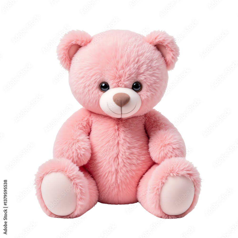 Obraz premium Cute pink teddy bear, white isolate background