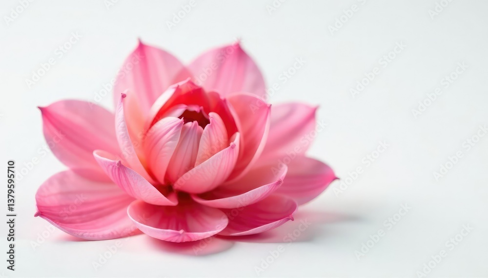 Delicate flower petals unfolding on a crisp white background, still life, flowers, nature Delicate flower petals unfolding on a crisp white background, still life, flowers, nature