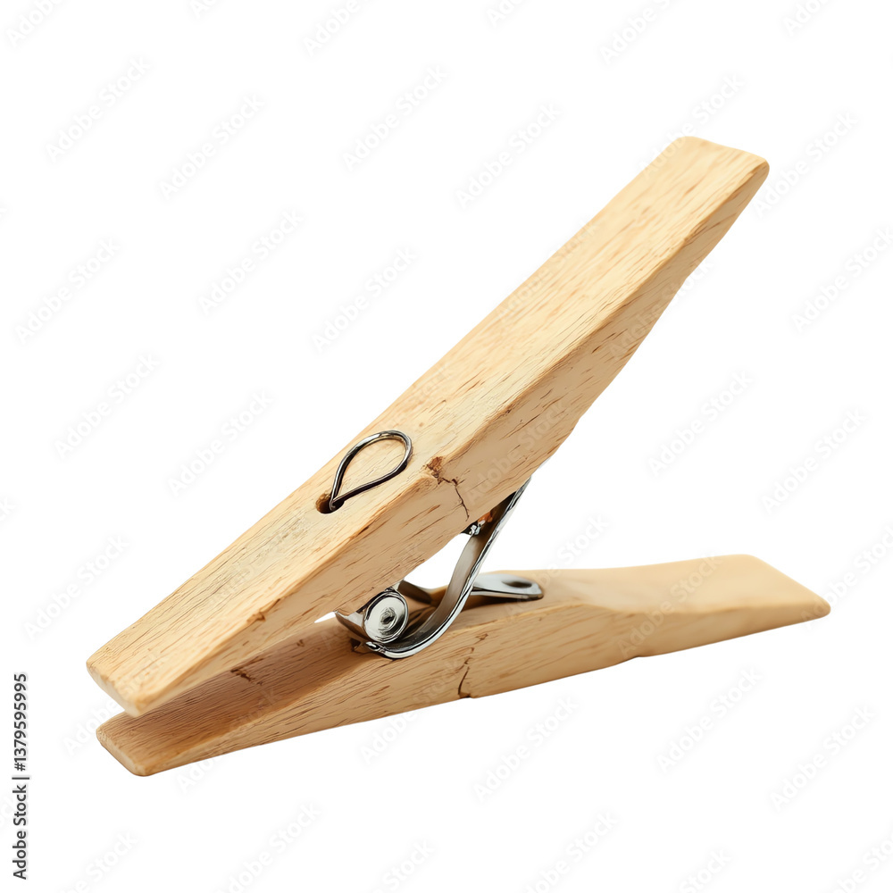 Wooden clothespin, white isolated background Wooden clothespin, white isolated background