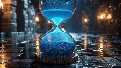 Hourglass in Dark Stone Alleyway; Time Passing; Artistic Still Life; Stock Photo
