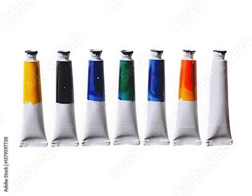 A watercolor paint tubes on white background, on transparent background png