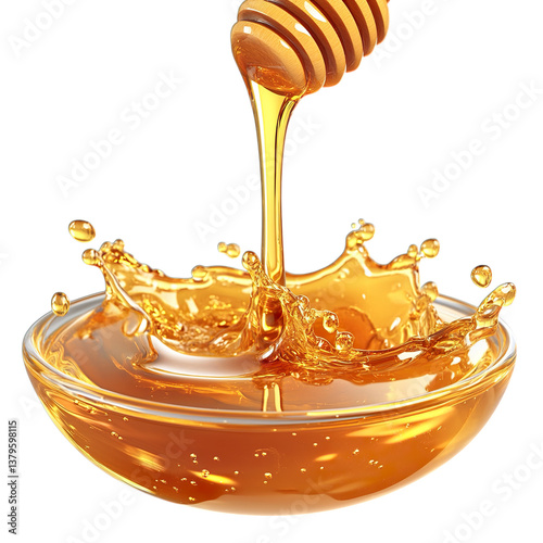 honey dripping from a wooden spoon isolated on transparent background png
