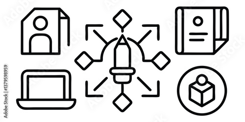 Collaboration Icons with Line Editing – Customizable & Scalable Vector Set