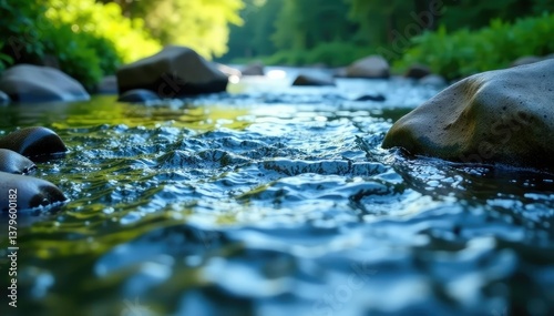 Smooth, unbroken surface texture of a flowing river , water, background, surface