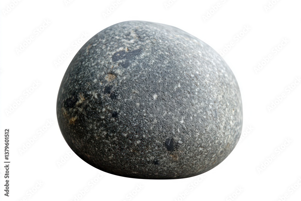 Isolated Gray Stone Pebble with Smooth Surface Texture on White Background Isolated Gray Stone Pebble with Smooth Surface Texture on White Background