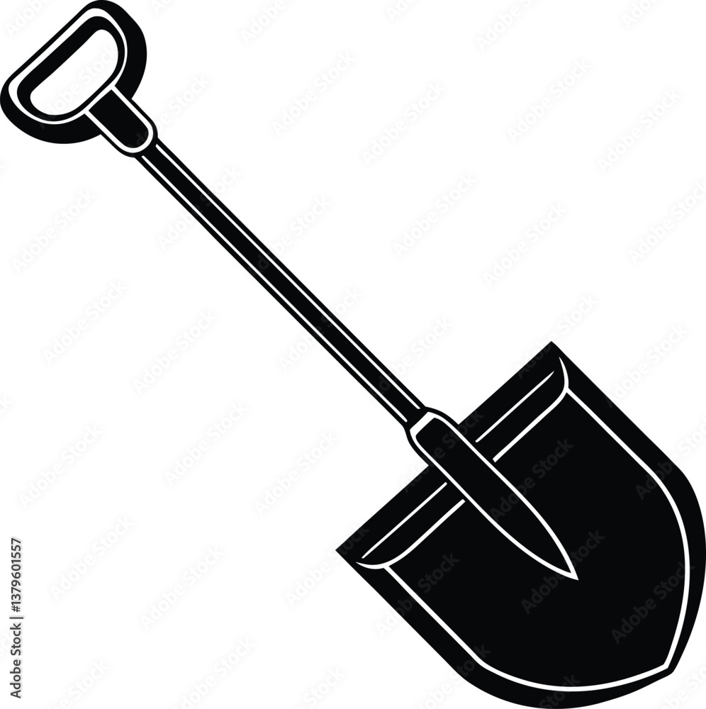 Obraz premium Snow Shovel Silhouette Vector for Winter, Outdoor, and Seasonal Equipment Designs