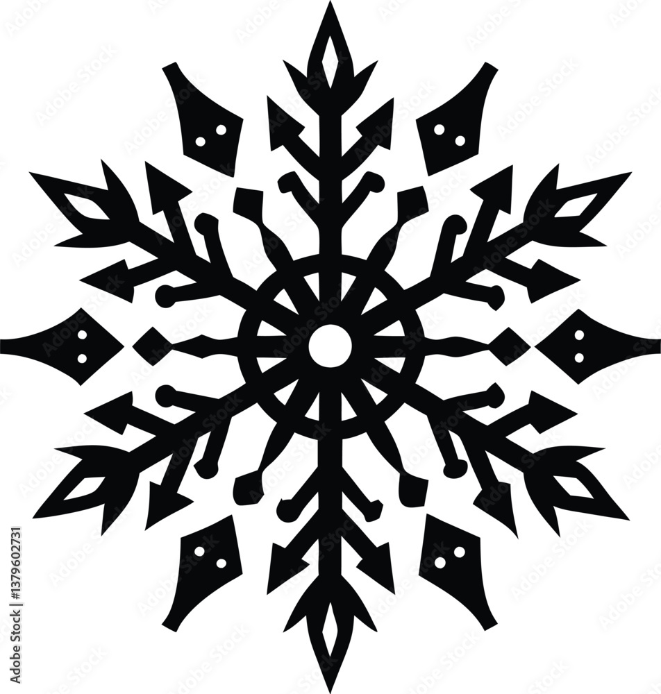 Obraz premium Snowflake Silhouette Vector for Winter, Festive, and Seasonal-Themed Designs