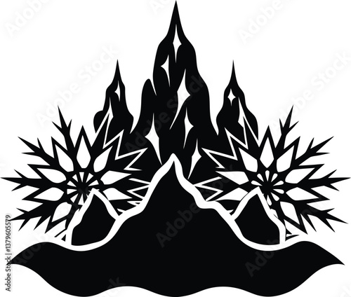 Snow Drift Silhouette Vector for Winter, Seasonal Landscapes, and Outdoor-Themed Designs
