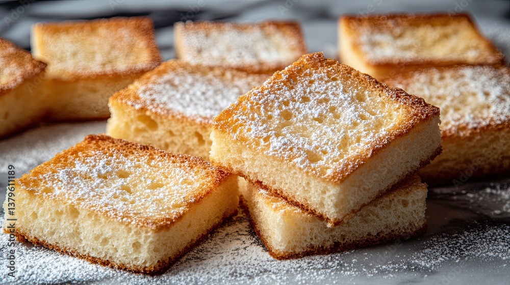 Slices of English muffin bread dusted with flour, showcasing the soft, fluffy texture and delicate layers of this classic breakfast bread. Slices of English muffin bread dusted with flour, showcasing the soft, fluffy texture and delicate layers of this classic breakfast bread.