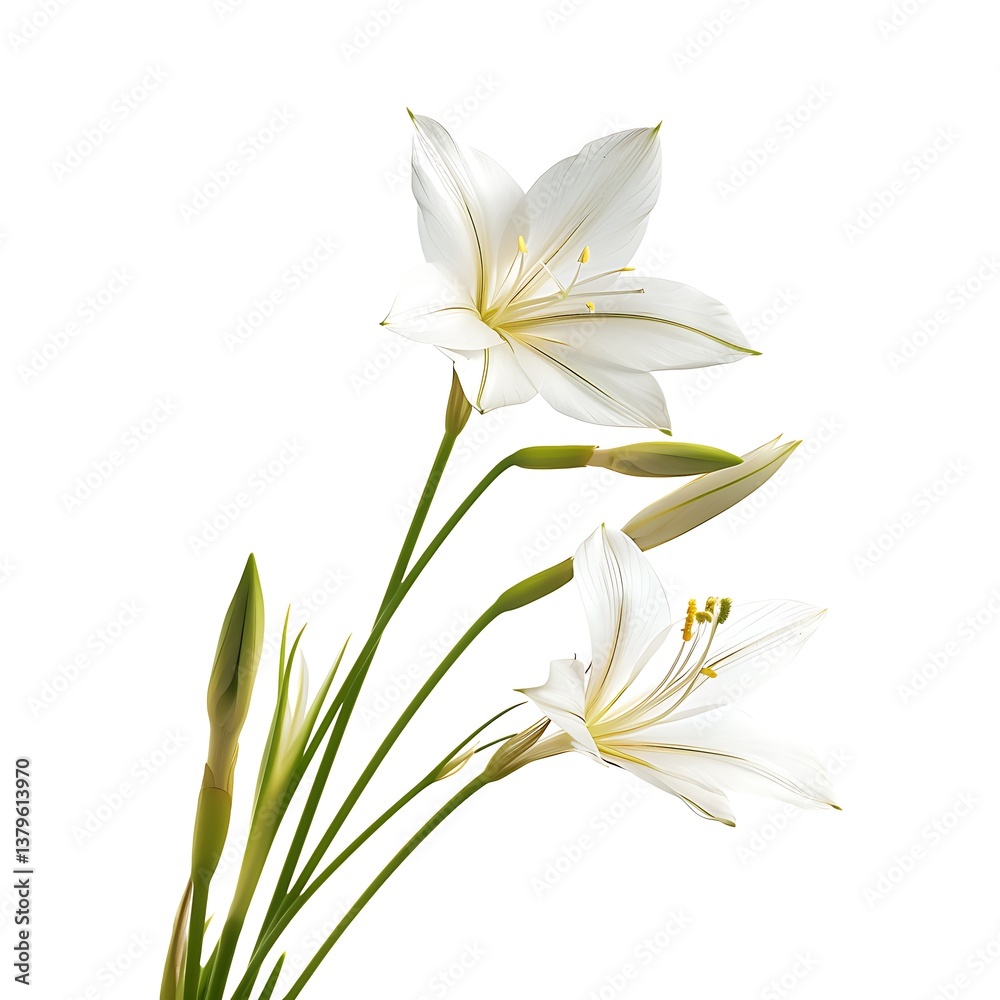 Fototapeta premium Zephyranthes Flower isolated on white background.close up.