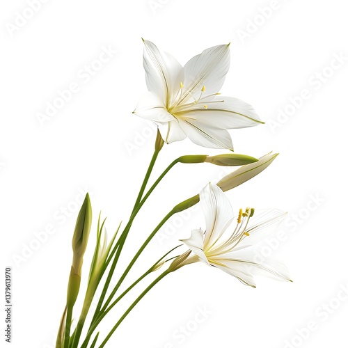 Zephyranthes Flower isolated on white background.close up.