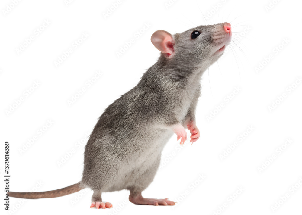 Curious gray rat isolated on transparent background Generative Ai.
Curious gray rat isolated on transparent background Generative Ai.