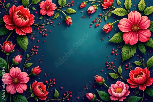 Intricate floral tapestry wallpaper design, rich jewel tones , rich, macro, design