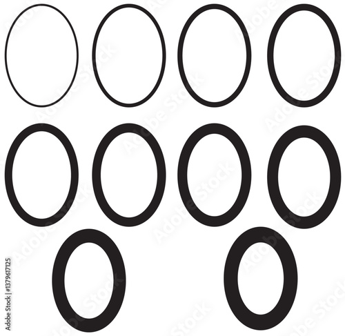 Thick Oval Frames and Borders for Picture Frames, Photo Frames, Posters, Brochures, Websites, Scrapbooking, Frame Templates. Black Vector Collection Set