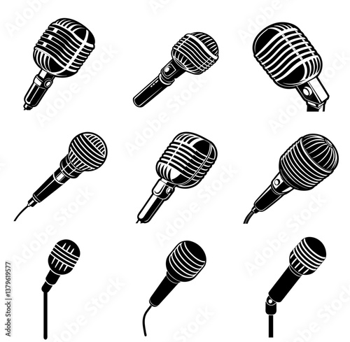 Microphone silhouette vector illustration