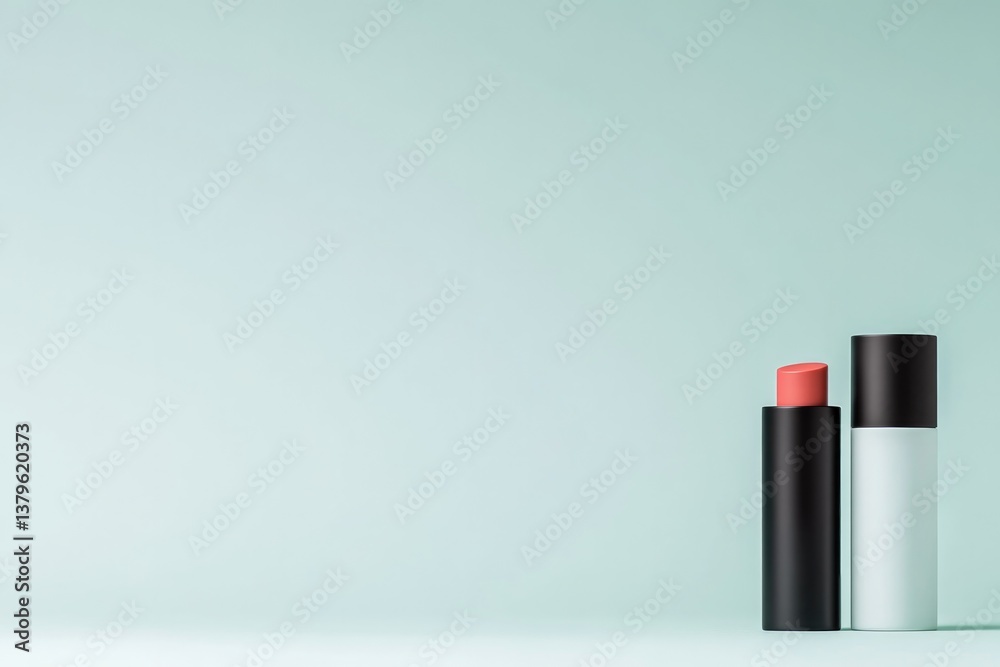 Obraz premium minimalistic composition featuring lip care products in sleek packaging on uncluttered background