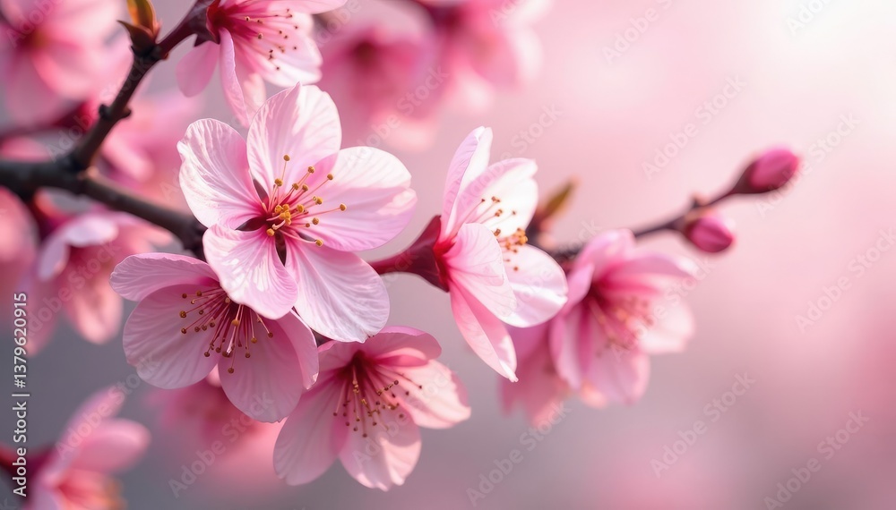 Delicate pink cherry blossoms, soft petals, gentle spring breeze , pink, botanical, soft Delicate pink cherry blossoms, soft petals, gentle spring breeze , pink, botanical, soft