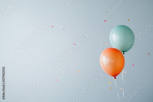 minimalistic image representing international children day with colorful balloons or toys against blank background
