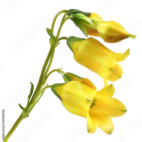 Yellow Waxbells Flower isolated on white background.close up.