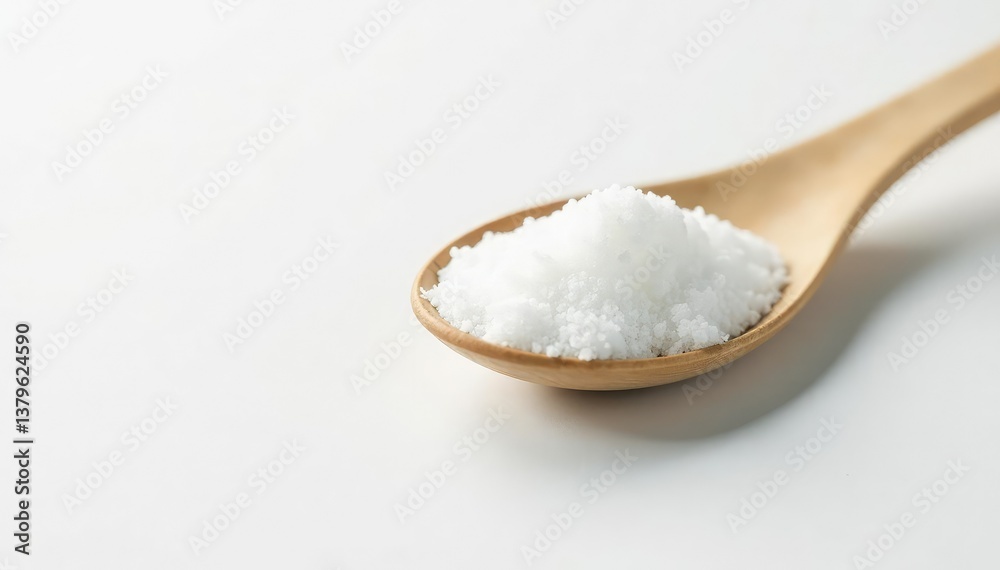 Spoonful of white sugar against white backdrop, baking, table sugar, sprinkles Spoonful of white sugar against white backdrop, baking, table sugar, sprinkles