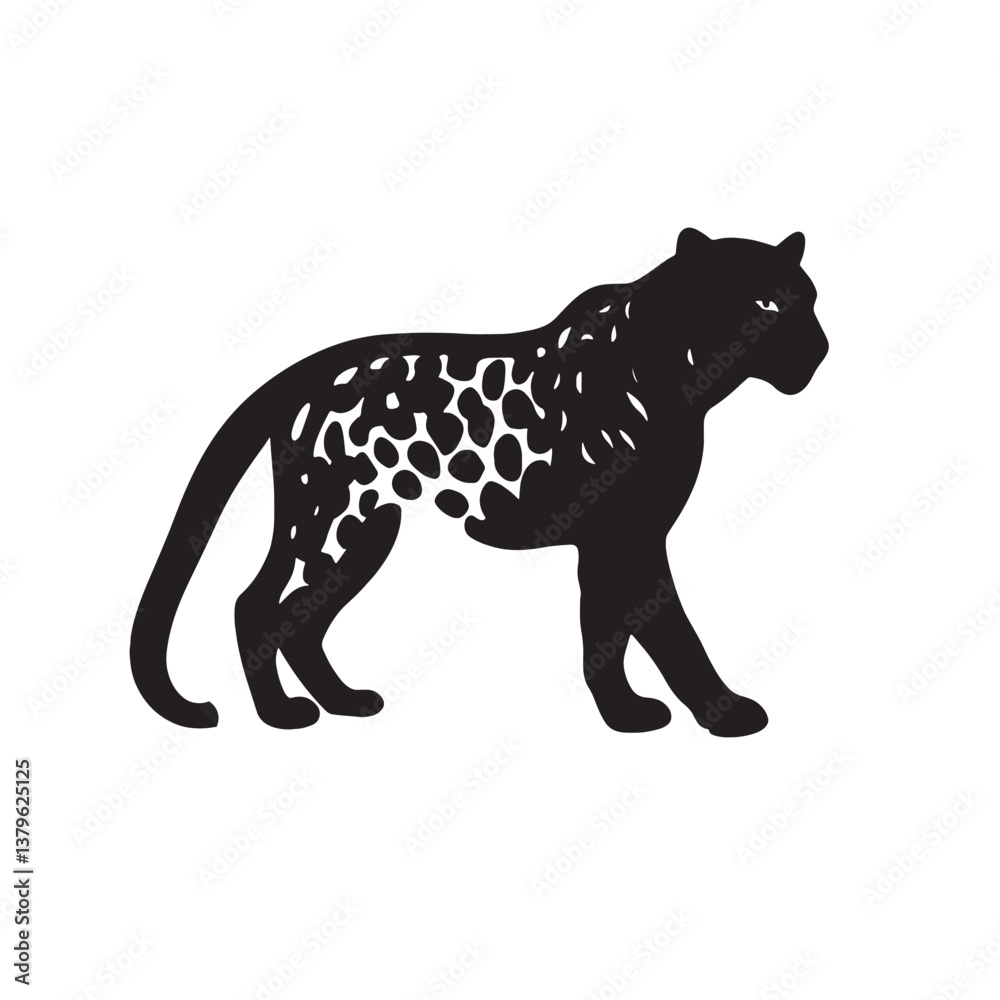 Obraz premium Leopard silhouette on black background vector illustration