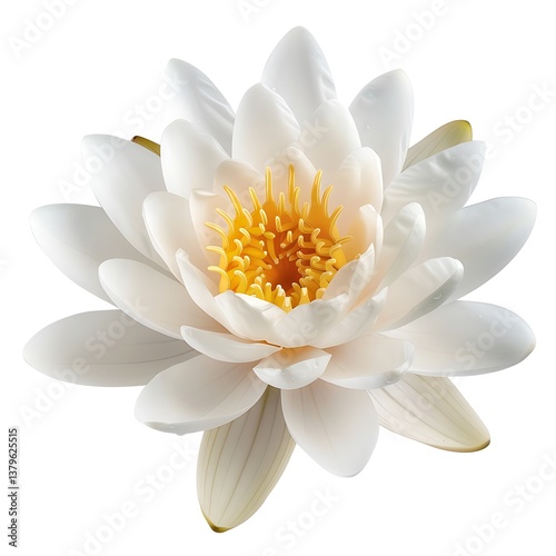 Water lily, white Flower isolated on white background.close up.