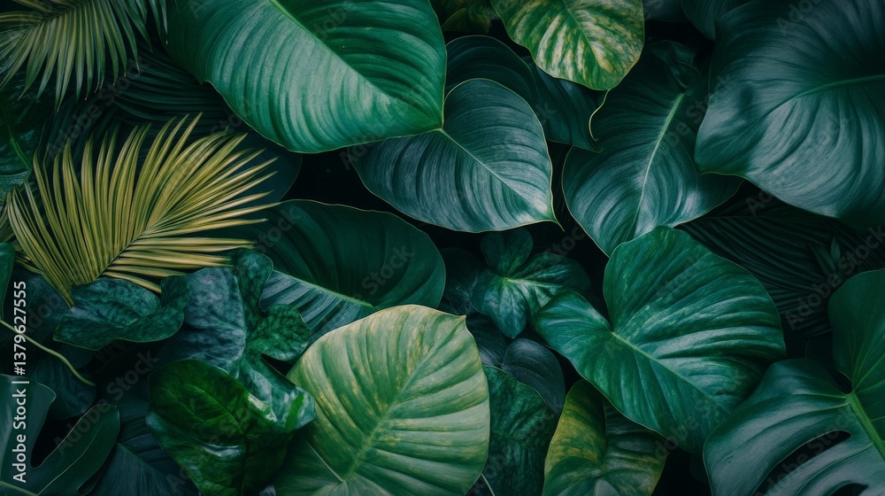 Fototapeta premium Close up of lush tropical foliage.