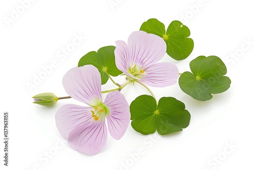 Wood sorrel Flower isolated on white background.close up.