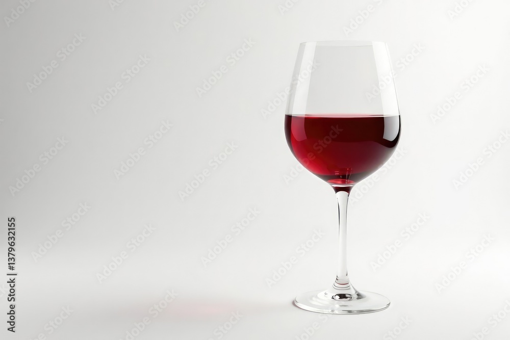 Single elegant red wine glass on white, showcasing its color , clean, burgundy Single elegant red wine glass on white, showcasing its color , clean, burgundy