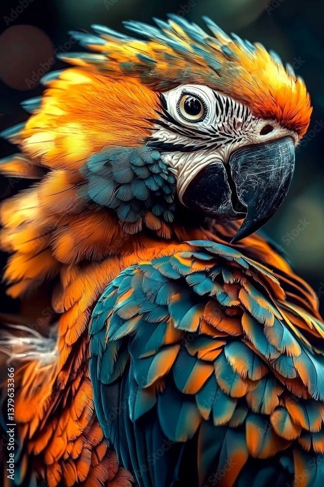 Fototapeta premium Exotic avian species with warm and bright plumage.
