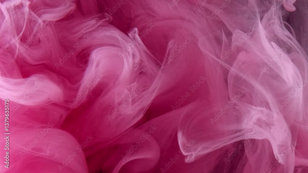 Glitter mist. Ink water blend. Pink color shimmering particles texture smoke splash wave swirl floating abstract art background. Glitter mist. Ink water blend. Pink color shimmering particles texture smoke splash wave swirl floating abstract art background.