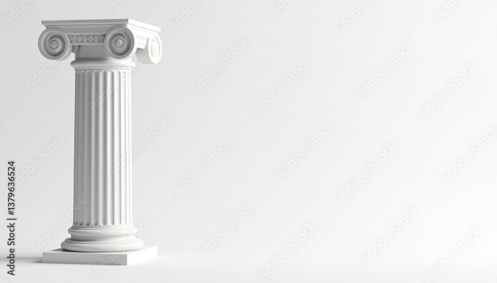 Elegant Roman column against stark white backdrop, architecture, art, ancient rome Elegant Roman column against stark white backdrop, architecture, art, ancient rome