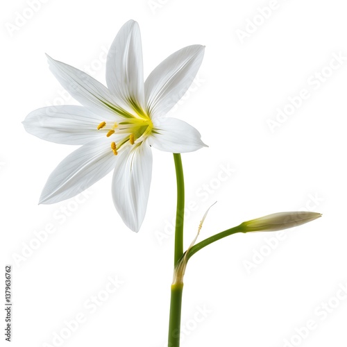Zephyranthes Flower isolated on white background.close up.