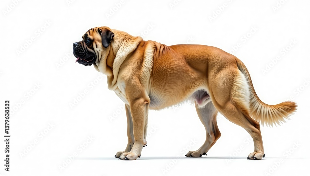 Majestic mastiff, powerful stance, white background, white, background, breed standard Majestic mastiff, powerful stance, white background, white, background, breed standard
